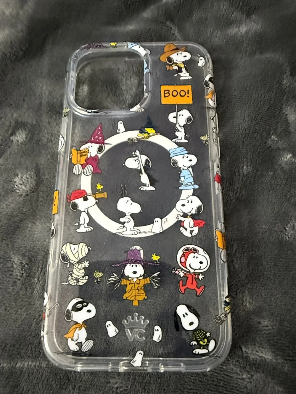 Clear Snoopy Halloween iPhone Case with Colorful Characters